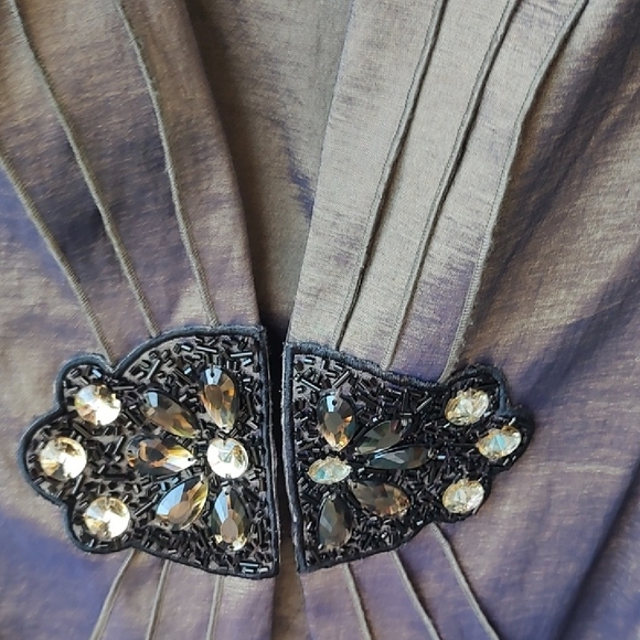 EUC 2 PC TanJay purple gold  Metallic Blazer with matching tank top - Picture 4 of 11